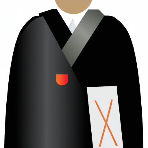 תמונה של אדם לובש גלימה שחורה, מסמן נוטריון