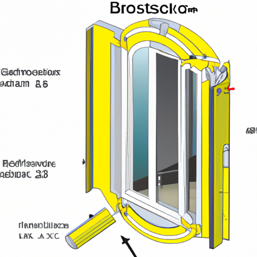 An illustration showing the cross-section of a blast proof window